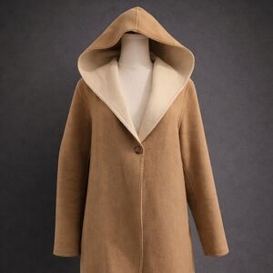 Uniqlo Tan Hooded Women's Cape Coat
